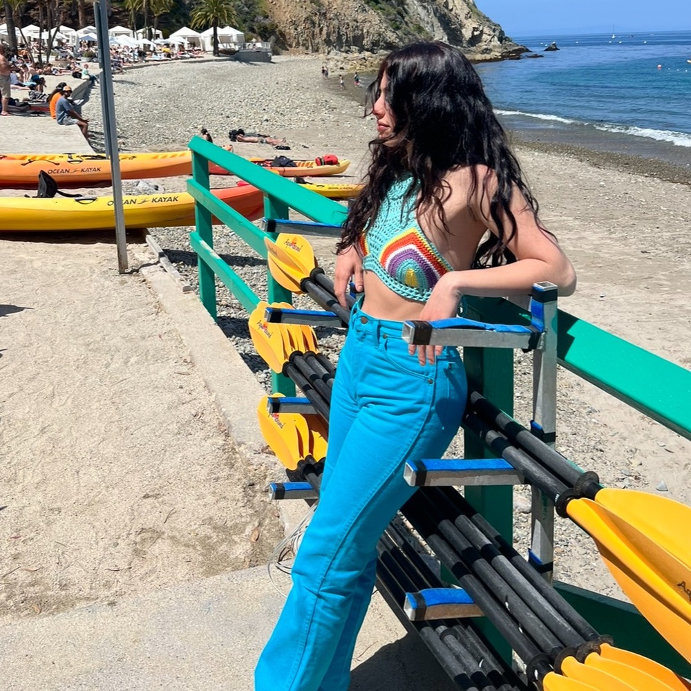 High-Waist Turquoise Women’s Jeans - Picture 5 of 11